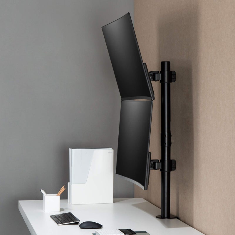 AVLT 38" Vertical Ultrawide Monitor Mount Stand Two Stacked 26.5 lbs Screens on Heavy-Duty Pole Save Workspace with Fine-Tune Height Tilt Swivel Rotate Adjustment C-clamp and Grommet Mounting Base - Image 5