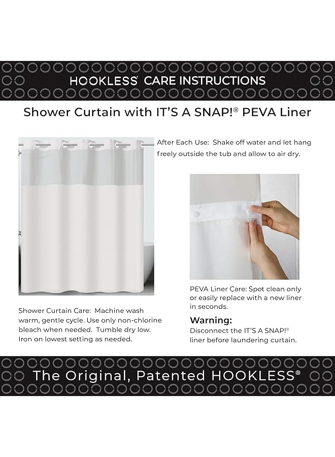 erorex Rbh35My053 Victorian Stripe Design Polyester With Peva Snap In Liner And Flex On Rings Shower Curtain Bright White - Image 4