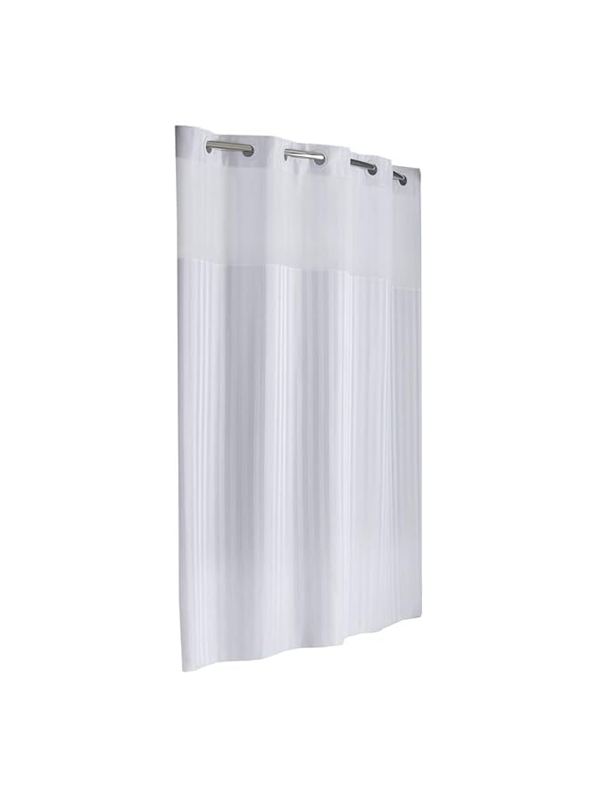 erorex Rbh35My053 Victorian Stripe Design Polyester With Peva Snap In Liner And Flex On Rings Shower Curtain Bright White - Image 1