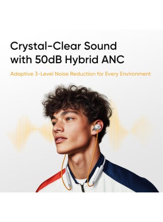 سماعات بلوتوث داخل الأذن realme Buds Wireless 5 ANC، 50dB إلغاء الضوضاء النشط، 13.6mm سائق باس ديناميكي، 360 درجة صوت مكاني، 45ms زمن استجابة منخفض، حتى 38 ساعة تشغيل، تصنيف IP55، اتصال بجهازين (فضي فجر) - view 3