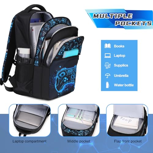 DIGOBAY Boys Backpack for School, 3PCS Cool Luminous Gamer Backpack for Boys with Lunch Box Pencil Case, Kids Backpacks Bookbag for Teen Boy Elementary Middle High School with USB Charging Port - Image 3