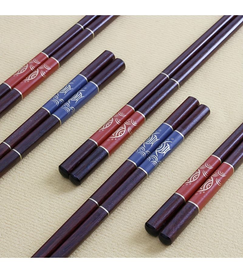 عيدان طعام خشبية على الطريقة اليابانية بنمط السمكة الذهبية الحمراء (زوج واحد) – عيدان طعام متينة من الخشب الصلب، غير قابلة للانزلاق، مقاومة للتآكل، مثالية للسوشي - Image 5