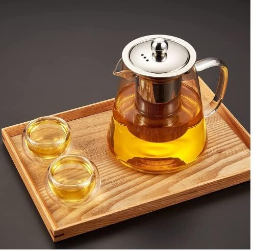LARYNX 550 ML Glass Teapot with Stainless Steel Infuser Lid Borosilicate Glass Tea Kettle Stovetop Safe Blooming Loose Leaf TeapotGlass Square Pot Pack of 1 Round 550 ml - Image 4