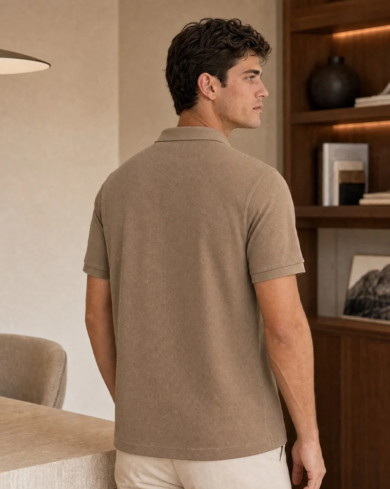 نوبيرو Nobero Men Cotton Solid Polo T-shirt