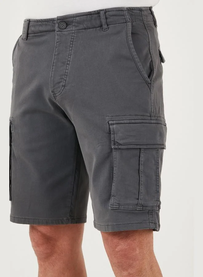 Buratti  Buratti Stretch Cotton Regular Fit Normal Waist Cargo Shorts with Pockets Men's SHORTS 4510S79MILAN for Men | Best Price UAE
