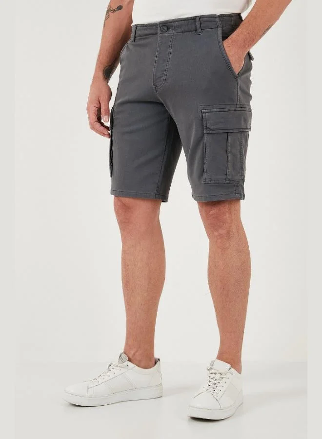 Buratti  Buratti Stretch Cotton Regular Fit Normal Waist Cargo Shorts with Pockets Men's SHORTS 4510S79MILAN for Men | Best Price UAE
