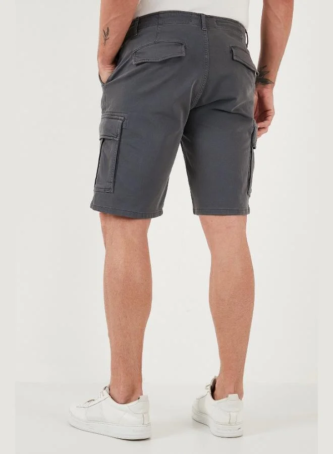 Buratti  Buratti Stretch Cotton Regular Fit Normal Waist Cargo Shorts with Pockets Men's SHORTS 4510S79MILAN for Men | Best Price UAE