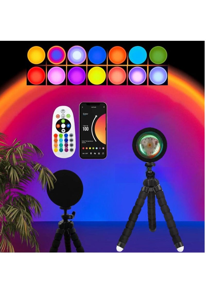 MIXDE 16 Colors LED Sunset Projection Lamp Remote Control,360 Degree Rotation,APP Control Multicolor Sunset Projection Lights  - Image 2