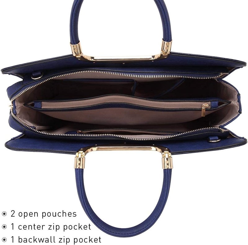 Dasein Women's Handbag Top Handle Shoulder Bag Tote Satchel Purse with Matching Wallet - Croco Blue - Image 5