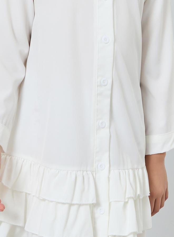 فستان قصير بقصة واسعة بكشكشة