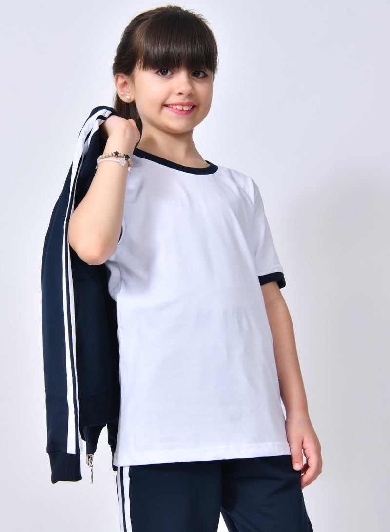 عبايات حوراء طقم رياضي مدرسي 3 قطع للبنات والأولاد - كحلي مطفي - Image 2