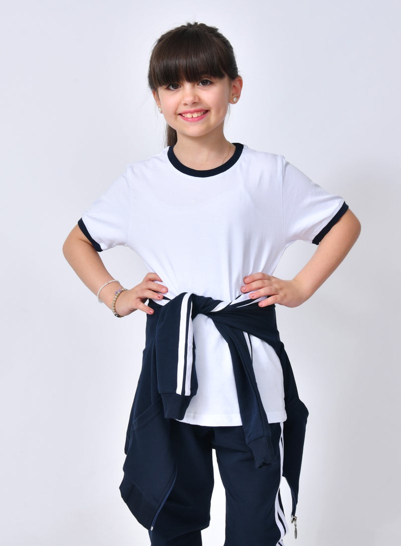 عبايات حوراء طقم رياضي مدرسي 3 قطع للبنات والأولاد - كحلي مطفي - Image 3