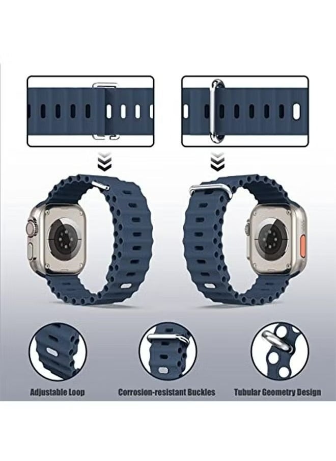 X-level - Bands Compatible with Apple Watch 42mm 44mm 45mm 49mm Series 9/8/7/SE/6/5/4/3/2/1 IWatch Ultra/Ultra 2/Upgraded Silicone Hole Wavy Desing Band - Image 1