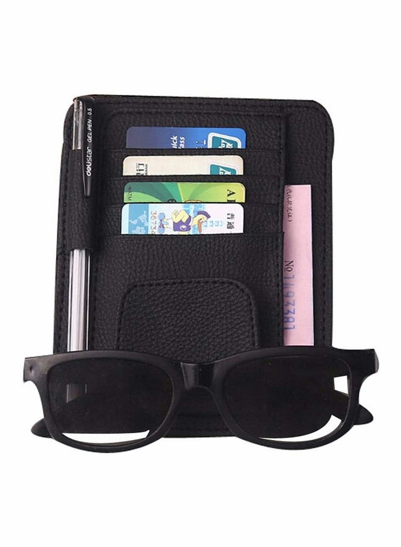 Excefore ELECDON Car Sun Visor Organizer Car Truck SUV Storage Pouch Holder, Sunglass Holder Pen Card Holder Pocket Organizer Registration Document Holder Auto Interior Accessories (Black) - Image 1