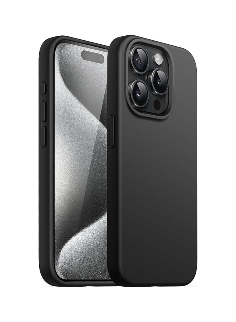 Yuwell iPhone 15 Pro Case Silicone Phone Case Shockproof Protective Case Cover Anti-Scratch Microfiber Lining 4 Layers Ultra Slim iPhone Case 6.1 Inch iPhone 15 Pro Silicone Case Black - Image 1
