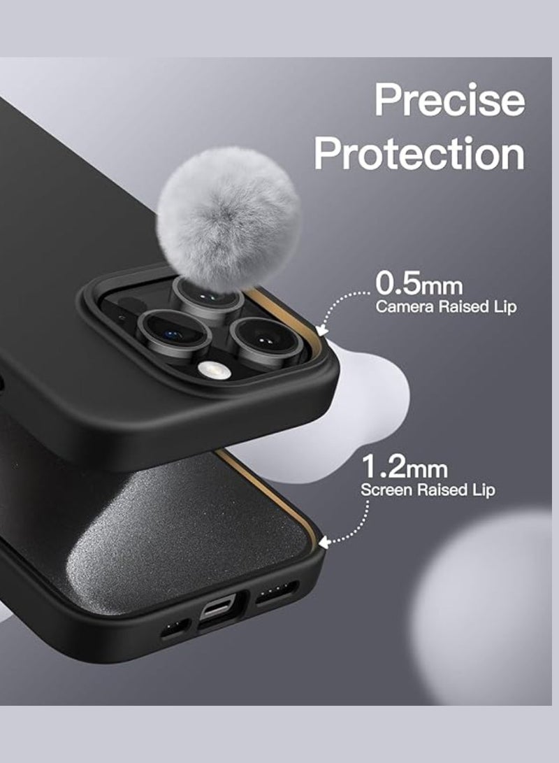 Yuwell iPhone 15 Pro Case Silicone Phone Case Shockproof Protective Case Cover Anti-Scratch Microfiber Lining 4 Layers Ultra Slim iPhone Case 6.1 Inch iPhone 15 Pro Silicone Case Black - Image 3