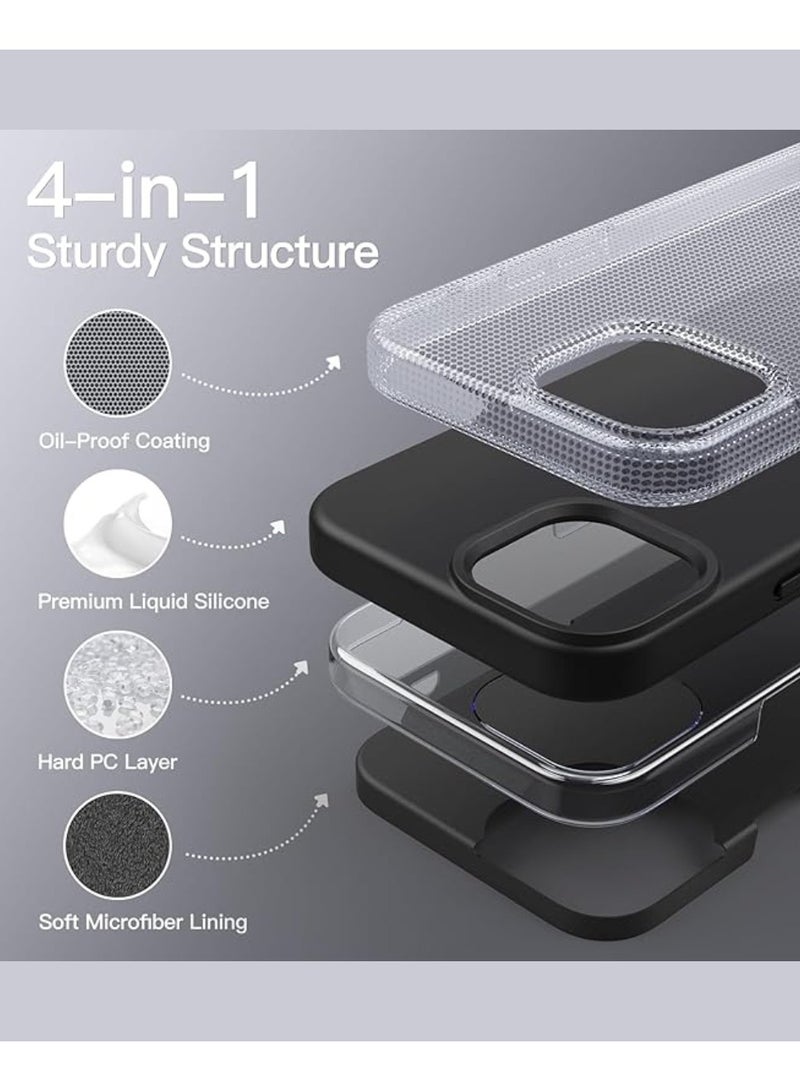 Yuwell iPhone 15 Pro Case Silicone Phone Case Shockproof Protective Case Cover Anti-Scratch Microfiber Lining 4 Layers Ultra Slim iPhone Case 6.1 Inch iPhone 15 Pro Silicone Case Black - Image 4