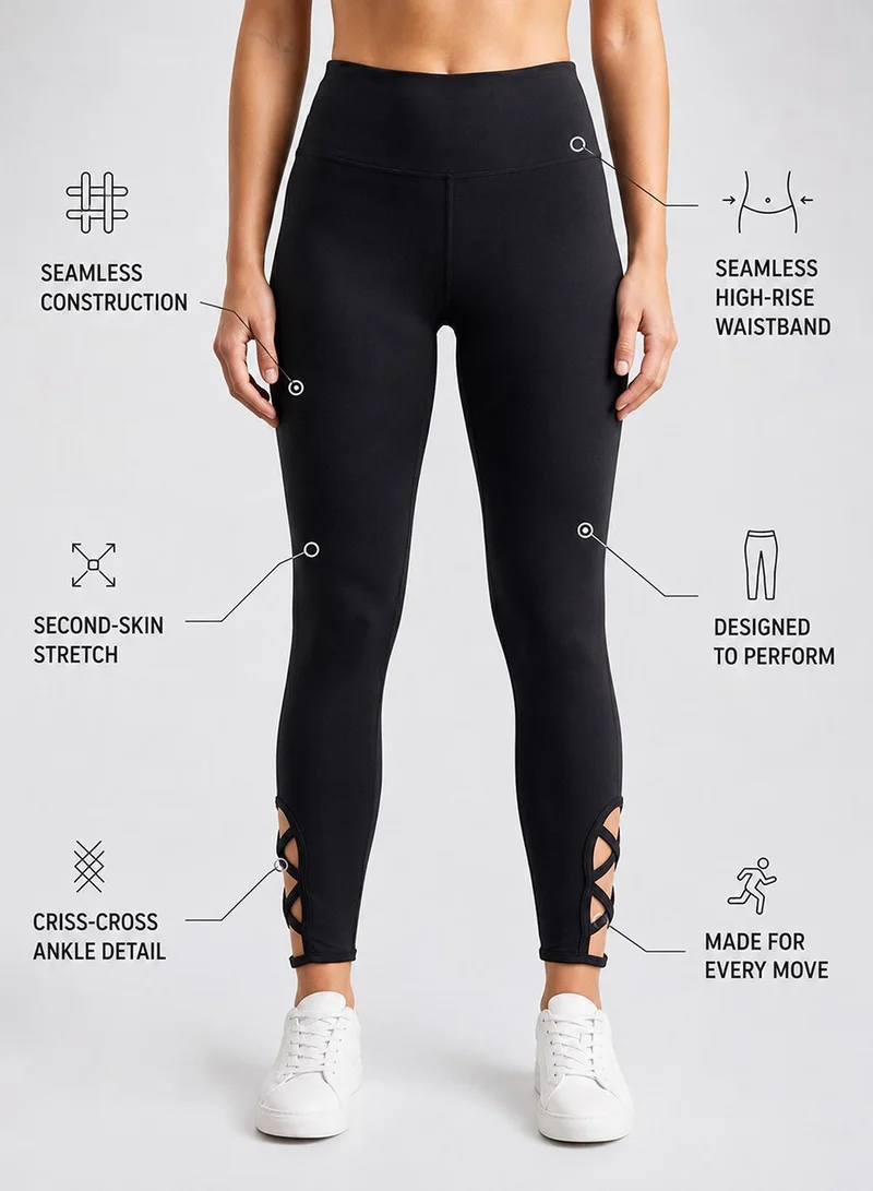 Cardio Bunny Women's Seamless Compression High-Waist Ankle Strap Seamless Leggings