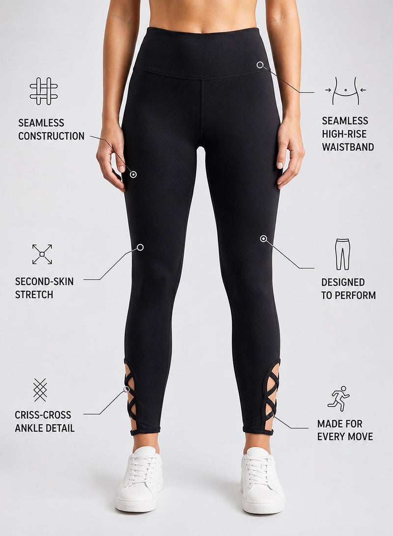 Cardio Bunny Women's Seamless Compression High-Waist Ankle Strap Seamless Leggings - Image 2