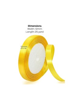 MARKQ Golden Yellow Satin Ribbon, 12mm x 25yd Fabric Polyester Ribbon for Gift Wrapping, Party Favors, Wedding Decorations, Bow Making, Bouquets, Sewing Projects & Craft Supplies  - Image 2