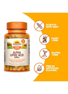 Sundown Super Alpha Lipoic Acid 600 Mg 60 Capsules (Packaging May Vary) Nongmoˆ Free Of Gluten Dairy Artificial Flavors  - Image 5