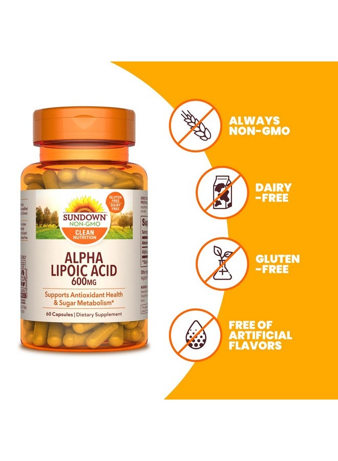 Sundown Super Alpha Lipoic Acid 600 Mg 60 Capsules (Packaging May Vary) Nongmoˆ Free Of Gluten Dairy Artificial Flavors - Image 5