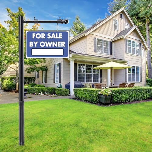 JAOTREL 100" Heavy-Duty Alloy Real Estate Sign Post Commercial Yard Sign with 35" Arm & 200lb Windproof Clips - Rust-Proof Steel Stake for Realtor, Open House, Business Hours (Sign Not Included) - Image 1