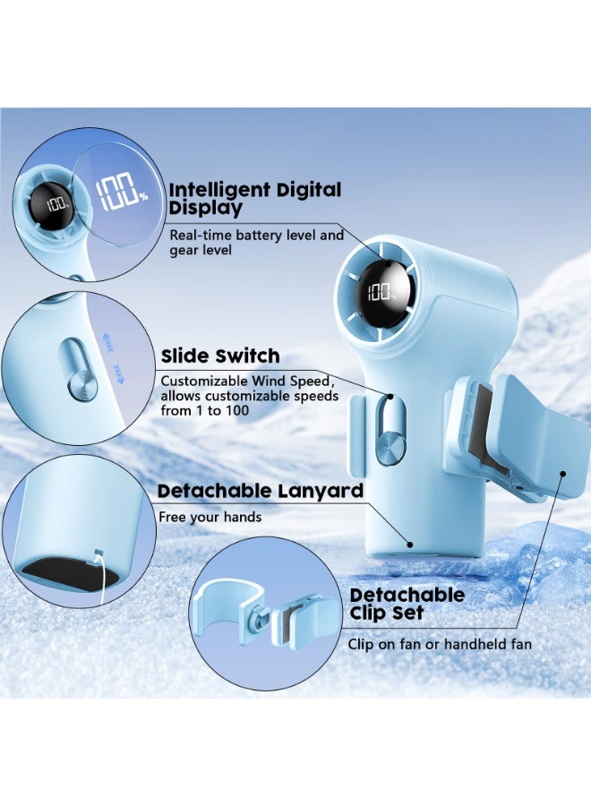 Dark Horse Mini Portable Clip-On Fan, 100-Speed 18,000 RPM High-Speed Personal Fan With LED Display, USB Rechargeable Compact Handheld Fan With Carrying Strap, Ideal For Travel, Indoor And Outdoor Use - Image 2