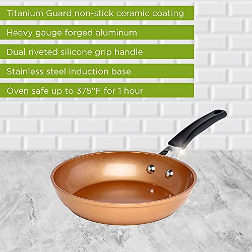 Ecolution Titanium Ceramic Easy Clean Endure Nonstick Silicone Stay Cool Handle, 8-Inch Fry Pan, Copper - Image 3