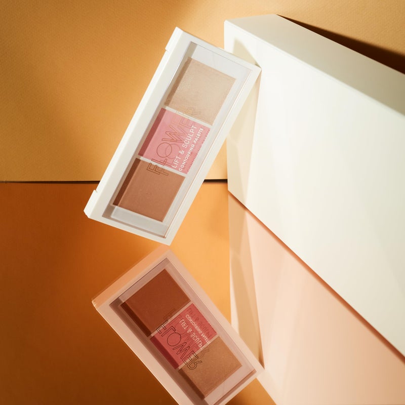 FLOWER BEAUTY By Drew Barrymore Lift & Sculpt Contouring Palette - Contour + Blush + Highlight - Creamy + Blendable Powder (Light to Medium) - Image 4