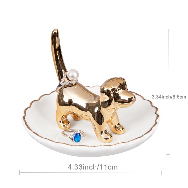 Piudee Dog Mom Gifts for Women - Gold Dog Ring Holder Trinket Dish Jewelry Holder Ring Organizer Engagement Gift Wedding Ring Dish Holder, Dog Themed Gift for Dog Lover Christmas Birthday Mother's Day - Image 5