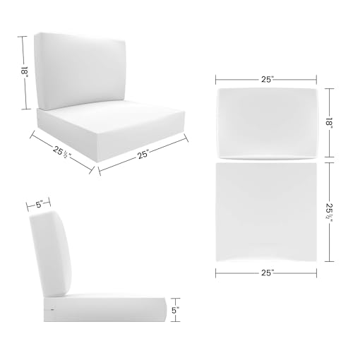 Covers & All Covers All Sunbrella Outdoor Deep Seat Cushion Set 25 x 255 Deep Seat Back Cushions 5 Thick Foam Patio Cushions with WaterRepllent UV Fade Resistant Covers Patio Furniture Chair Cushions - Image 3