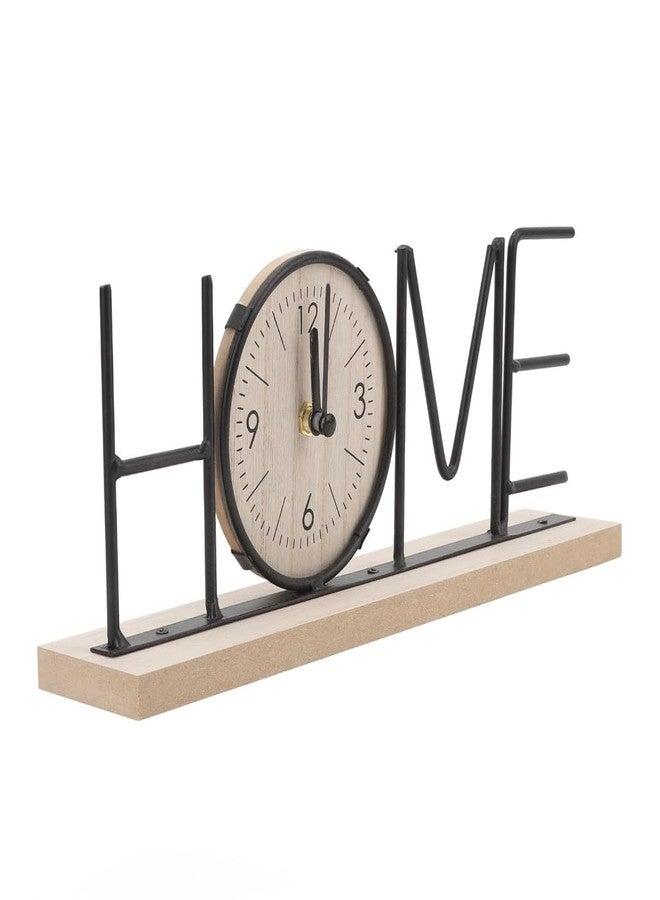 EAZYWAGON Wooden Table Clock with Metal Black Finish HOME Letter Design (12.2x2.3x4.72 Inches) | Decorative Analog Table Clock for Study Table, Living Room, Office Desk & Gifting | Modern Analog Clock - Image 3
