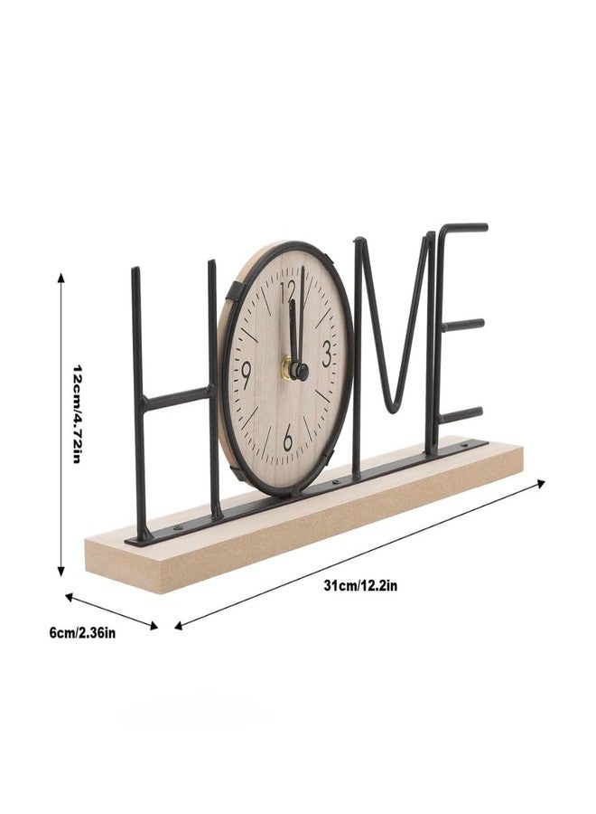 EAZYWAGON Wooden Table Clock with Metal Black Finish HOME Letter Design (12.2x2.3x4.72 Inches) | Decorative Analog Table Clock for Study Table, Living Room, Office Desk & Gifting | Modern Analog Clock - Image 2