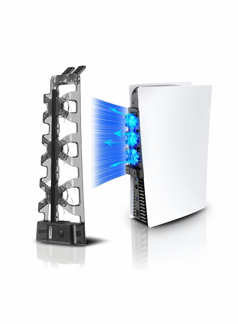 Cooling Fan with LED Light for PS5 Accessories, Horizontal Compatible Both Disc and Digital Editions - Image 1