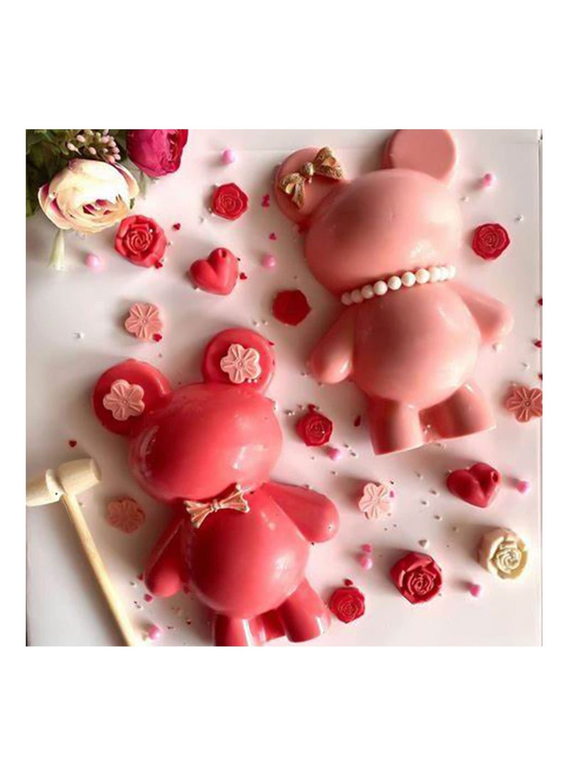 Y&D SYOSI, 2pcs 3D Teddy Bear Chocolate Silicone Mold with Hammer Pastry Molds - Image 2