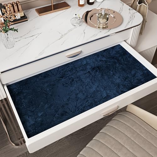 Wallercity Dark Blue Flocking Fabric Wallpapers for Dresser Self Adhesive Soft Velvet Wallpaper Peel and Stick Drawers Cabinets Flocking Contact Paper for Jewelry Box Liners Photo Frames 17.5"x78.7" - Image 3