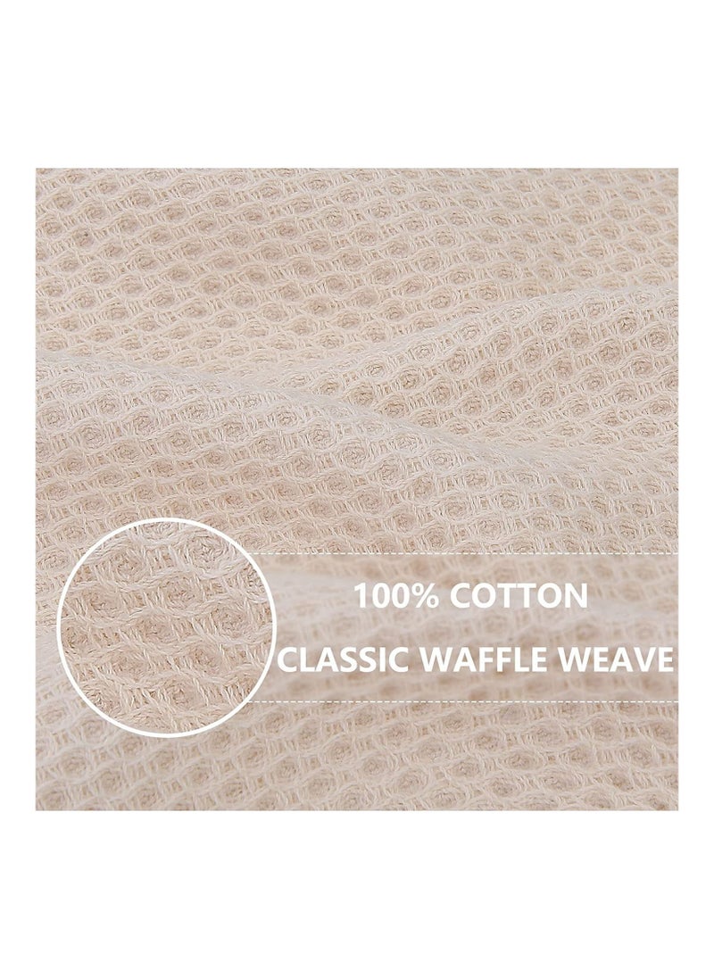 MahMir MahMir 100% Cotton Waffle Weave Kitchen Dish Cloths, Waffle Tea Towels Ultra Soft Absorbent Quick Drying Dish Towels, 34x34 CM , 4-Pack (Beige)  - Image 2