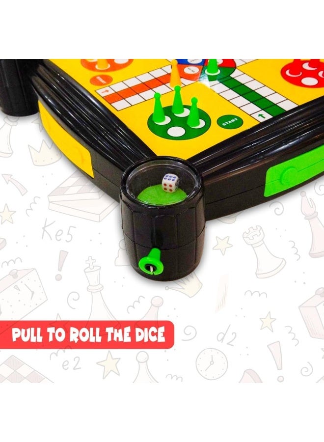 UKR 4 in 1 Family Board Games Set For Kids And Adults Chess Checkers Ludo Snakes and Ladders Compact Travel Set - Image 2