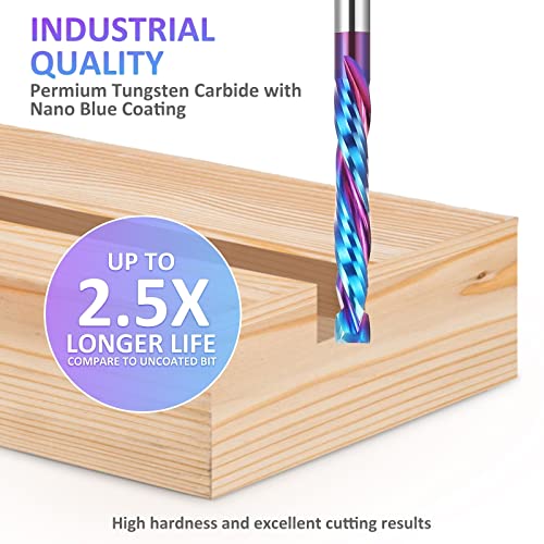 HQMaster Up & Down Cut Compression Bit 1/8" Shank Spiral CNC Router End Mill Tungsten Carbide Milling Cutter Set 5 Pack - Image 4