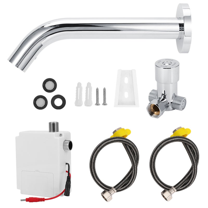 G1/2in Wall Stainless Steel Infrared Induction Sensor Water Faucet Hot and Cold Basin Water Tap - Image 1