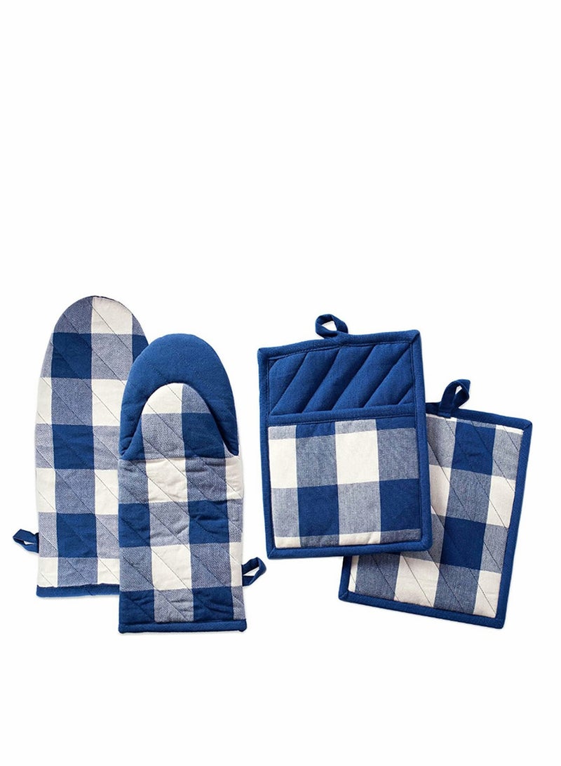 Excefore Cotton Oven Mitts and Pot Holder Sets Heat-Resistant gloves and Mats for Cooking Grills and Ovens Reusable Glove Suit Suitable for Kitchen and Restaurant  - Image 1
