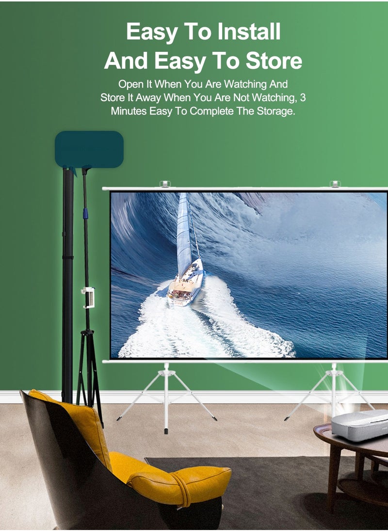 100 inch 16:9 Portable Projection Screen with 2 Tripod Stands for Outdoor and Indoor Home Theater