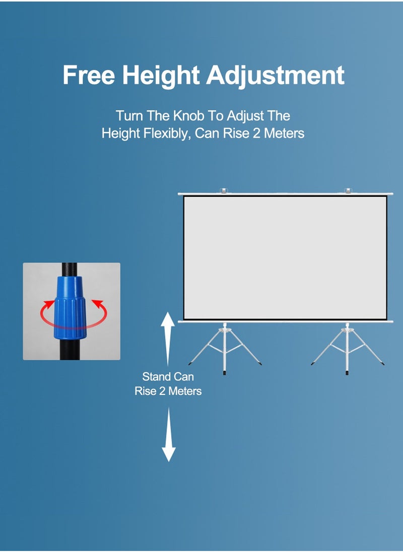 100 inch 16:9 Portable Projection Screen with 2 Tripod Stands for Outdoor and Indoor Home Theater