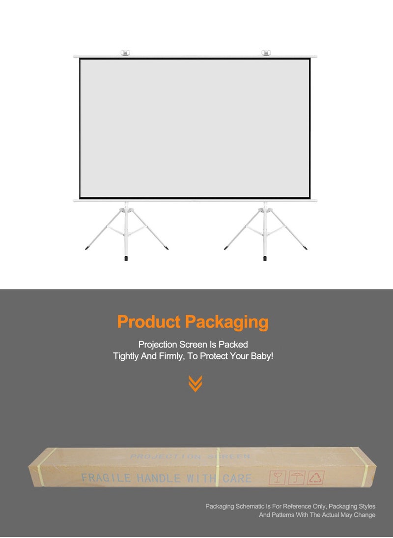 100 inch 16:9 Portable Projection Screen with 2 Tripod Stands for Outdoor and Indoor Home Theater