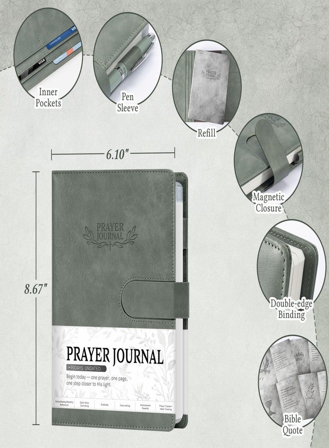 Ospelelf Green Faux Leather Prayer Journal - Christian Gift Journal for Women & Men, Daily Devotional Planner Notebook for Bible Study, Gratitude & Reflection, Undated 3-Month - Image 2