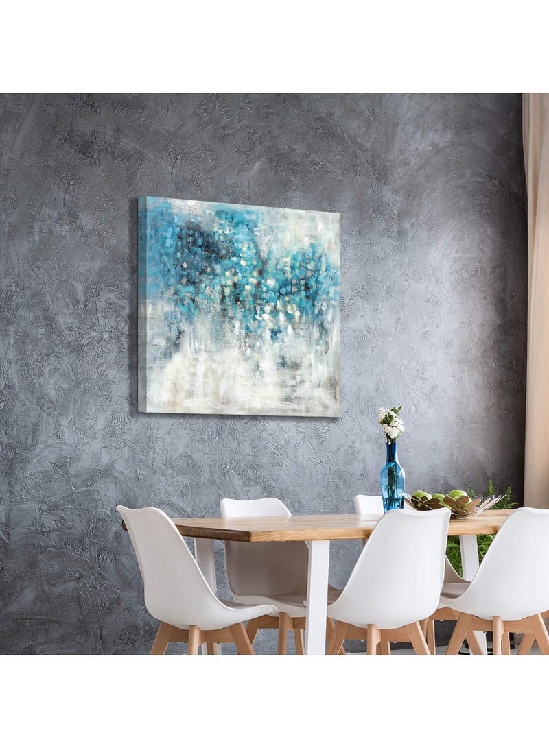 مؤسسة فكرة اليوم لوحة فنية تجريدية على قماش: لوحة زرقاء مرسومة يدويًا على قماش للمكتب (عرض 36 بوصة × ارتفاع 36 بوصة، أحجام متعددة) - Image 2