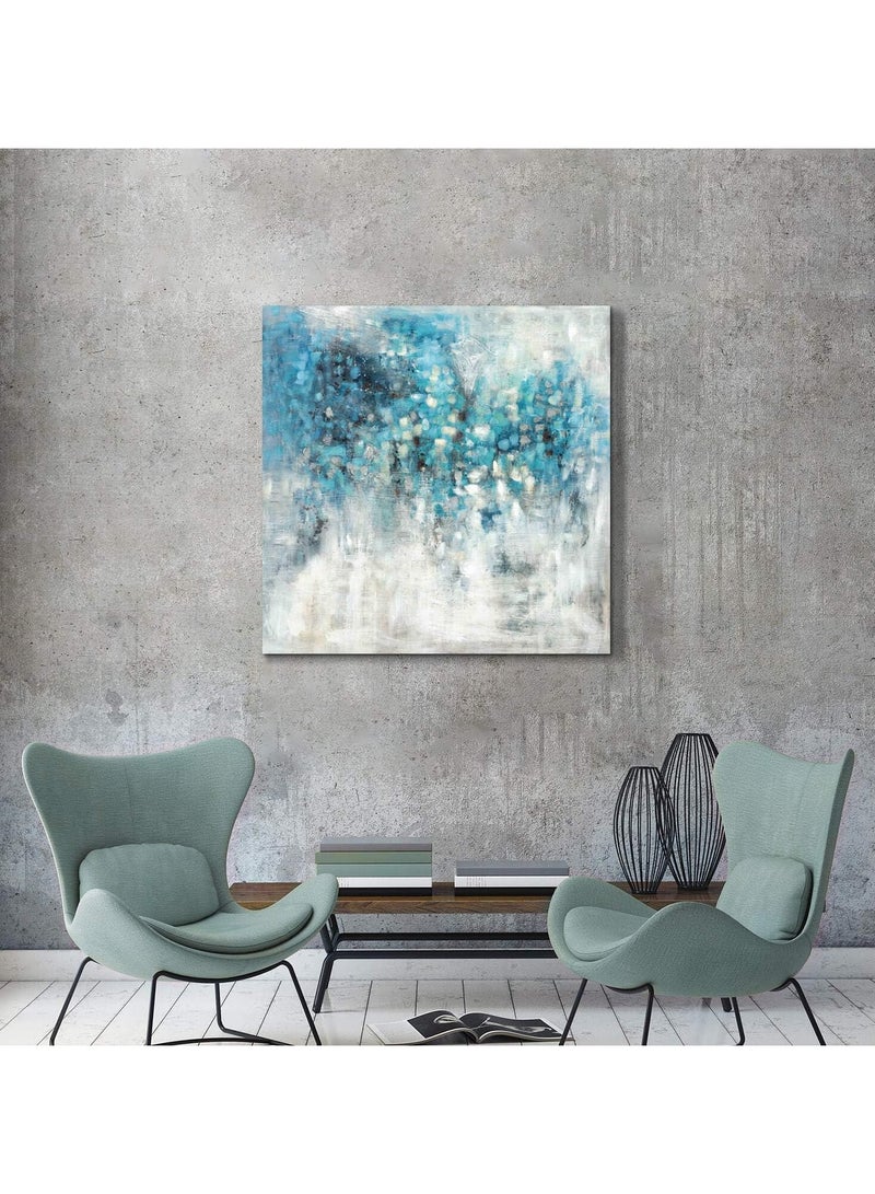 مؤسسة فكرة اليوم لوحة فنية تجريدية على قماش: لوحة زرقاء مرسومة يدويًا على قماش للمكتب (عرض 36 بوصة × ارتفاع 36 بوصة، أحجام متعددة) - Image 4