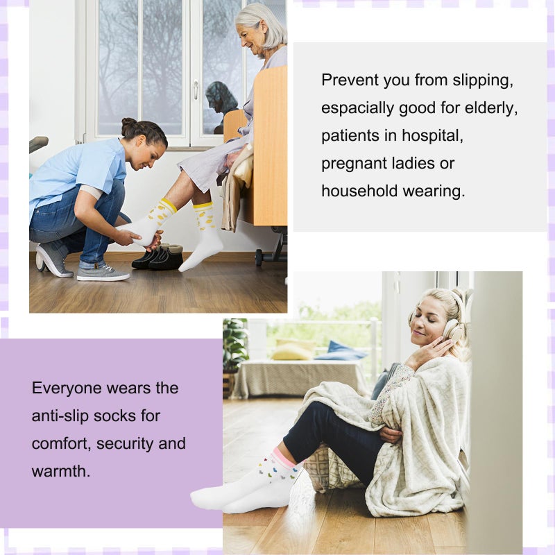 BLONGW Pilates Socks for Women, Non Slip Grip Socks for Yoga, Barre, Hospital, Grippy Socks Womens Gifts Home Workout Dance Ballet Gym Outfits Sticky Barefoot Slipper Non Skid White Socks, 4 Pack - Image 3