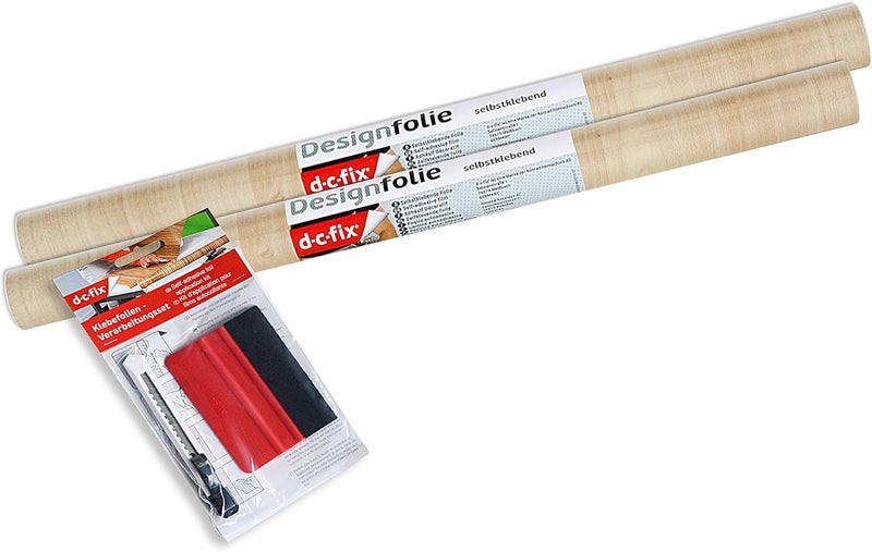DC Fix 346-0219-2PKA Decorative Self-Adhesive Film, Maple Wood, 17" x 78" Roll, 2-Pack with Applicator - Image 2